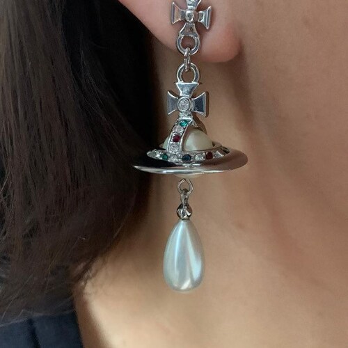 15 mm pearl Vivienne Westwood Silver Pearl Orb drop Earrings