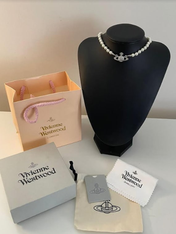 New In Box Vivienne Westwood Silver Pearl Choker … - image 7
