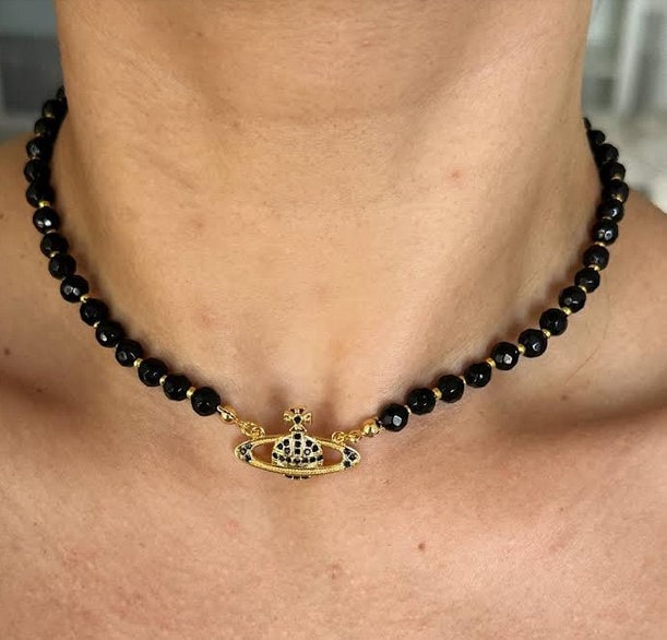 25SS new/Vivienne Westwood メサリンチョーカー Choker Black Vivienne Westwood Messaline Orb three-row Chocker | Black