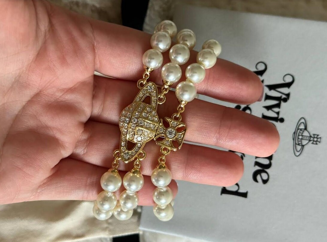 Vivienne Westwood Gold GRAZIELLA Three Row Pearl Bracelet - Etsy