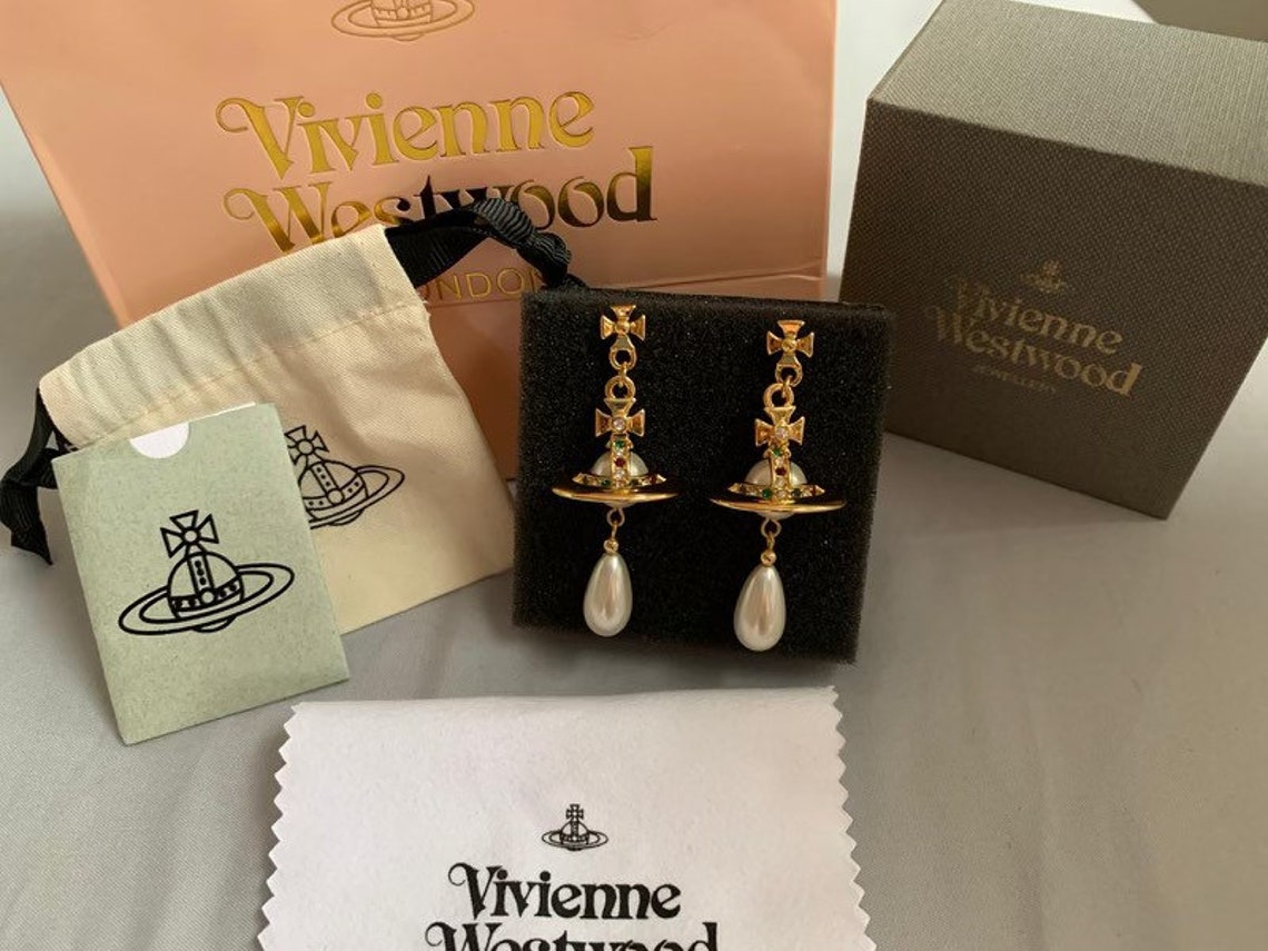 15 Mm Pearl New in Box Vivienne Westwood Gold Pearl Orb Drop - Etsy