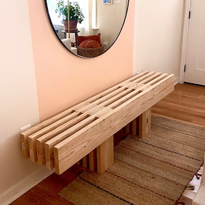Modern Slatted Wooden Bench- NEW SHIPPING OPTIONS