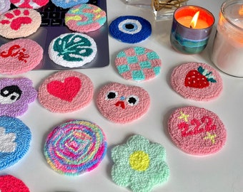 Set of 2 Car Coasters, Customisable Car Decor, Cute Car Accessories, Yarn Coasters, Trendy Car Accessories, Mix and Match Coaster Set