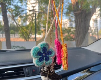 Cute Car Mirror Hanging Accessories, Pink Cowgirl Boot Punch