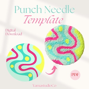 Punch Needle Template, Mug Rug Punch Needle Pattern PDF Pattern for Beginners, Yarn Art Punch Needle Design SVG Pattern Digital Download