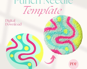 Punch Needle Template, Mug Rug Punch Needle Pattern PDF Pattern for Beginners, Yarn Art Punch Needle Design SVG Pattern Digital Download