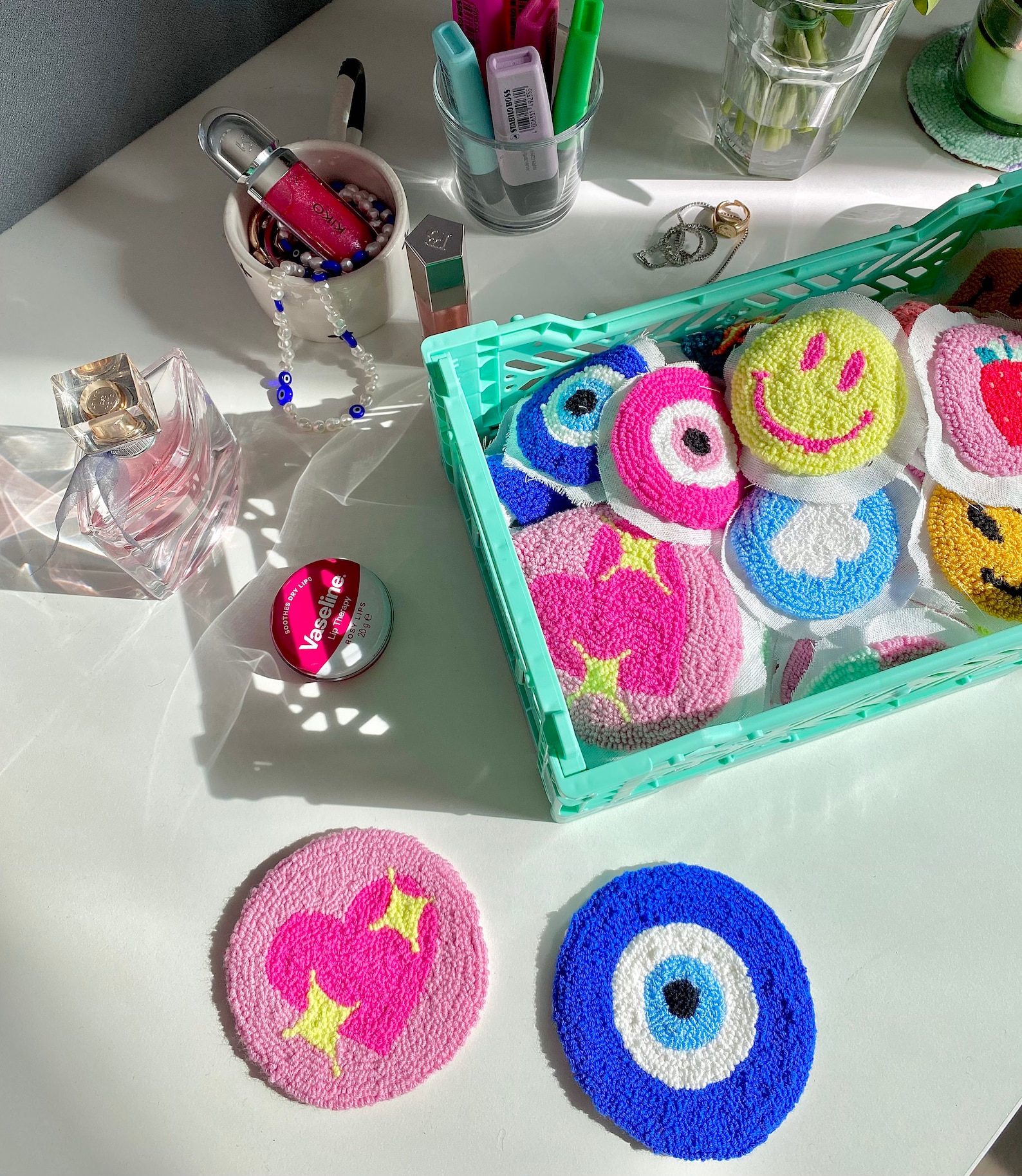 Punch Needle Coaster, Tufted Coaster,mini Rug, Custom Mug Rug, Drink ...