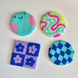 Punch Needle Coaster, Tufted Coaster,Mini Rug, Custom Mug rug, Drink Coaster, Kitchen and Dining, Handmade Mug Rug, Home Decor and Dining