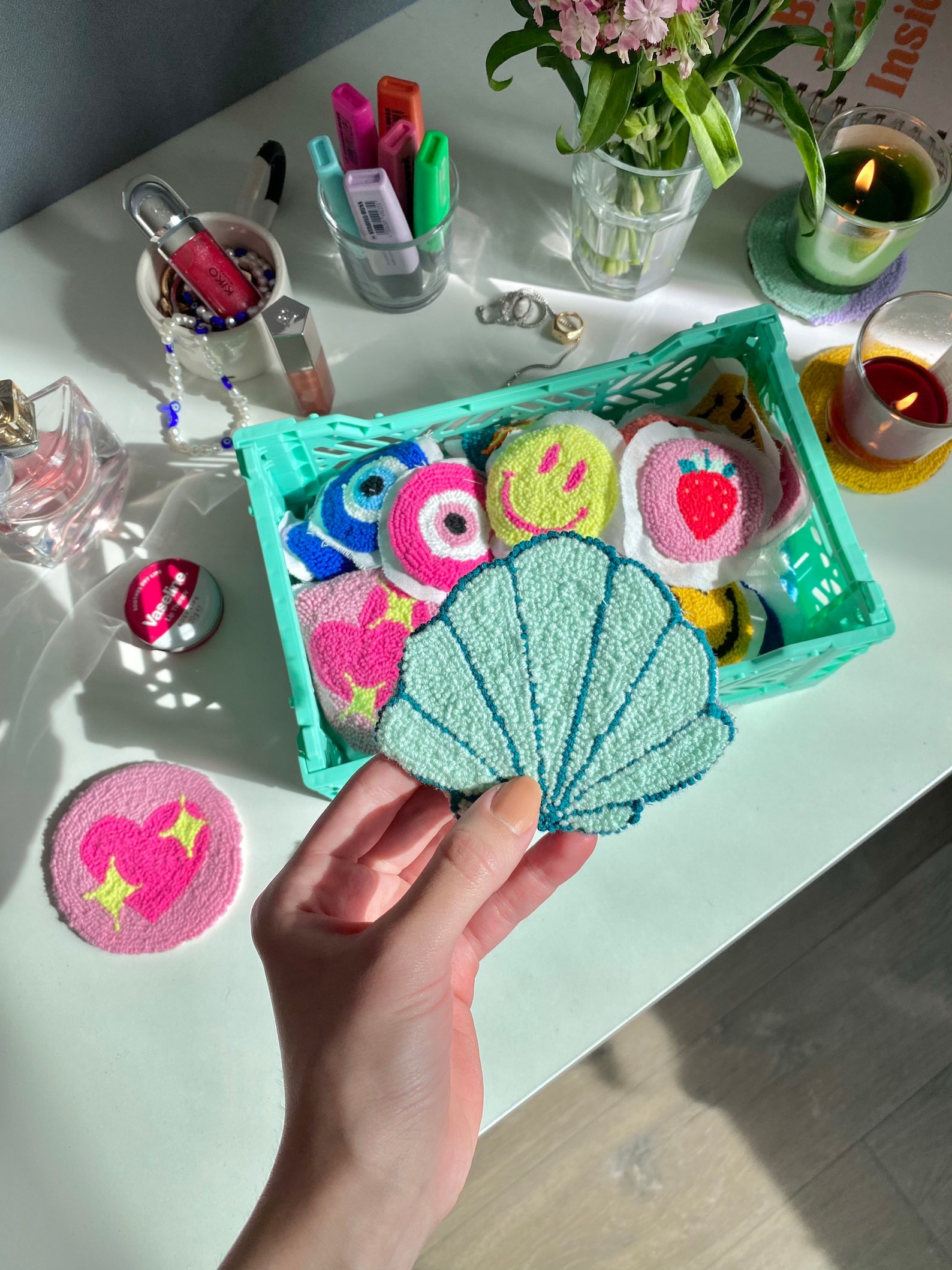 Punch Needle Coaster, Tufted Coaster,mini Rug, Custom Mug Rug, Drink ...