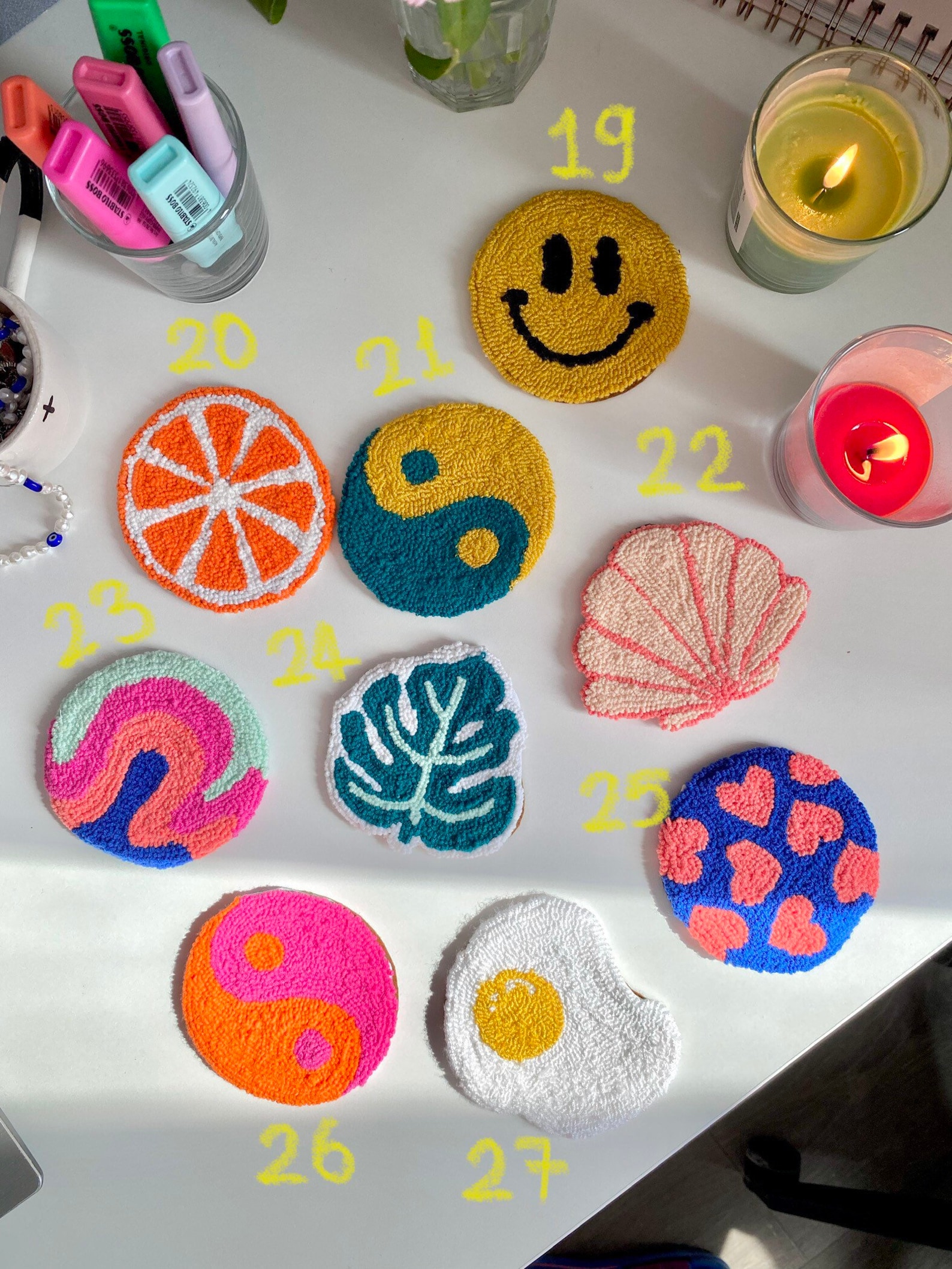 Punch Needle Coaster, Tufted Coaster,mini Rug, Custom Mug Rug, Drink ...