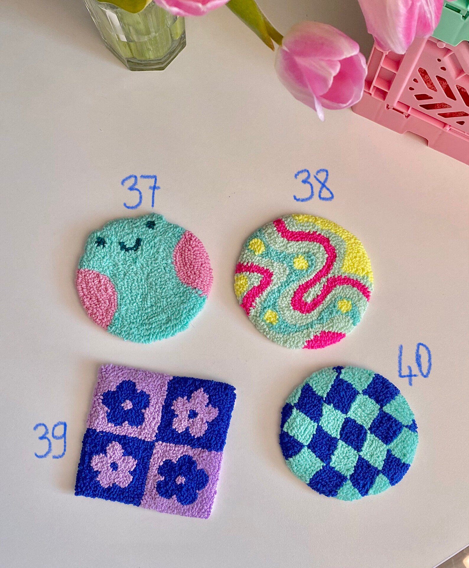 Punch Needle Coaster, Tufted Coaster,mini Rug, Custom Mug Rug, Drink ...