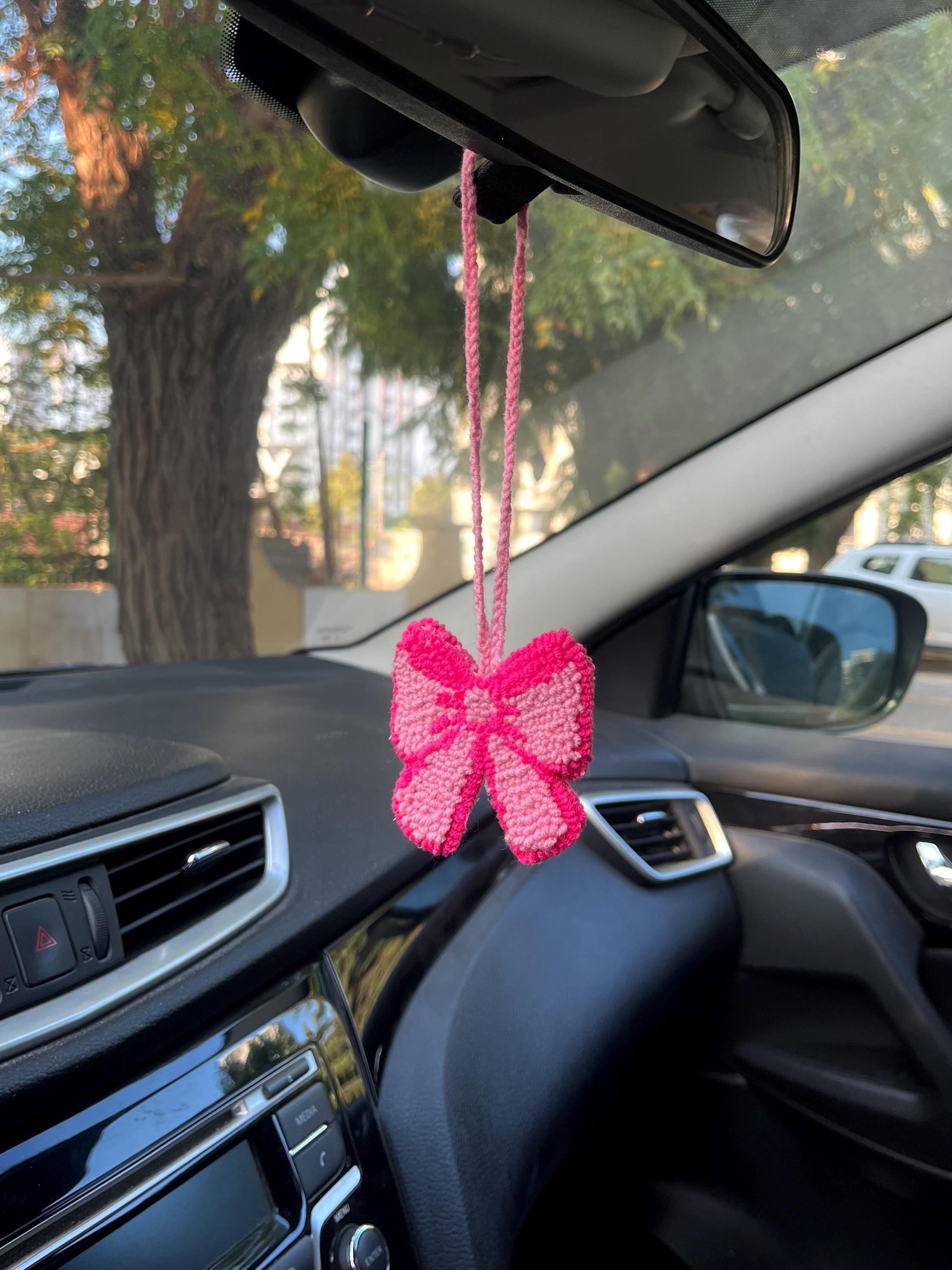 Cute Car Mirror Hanging Accessories, Pink Cowgirl Boot Punch
