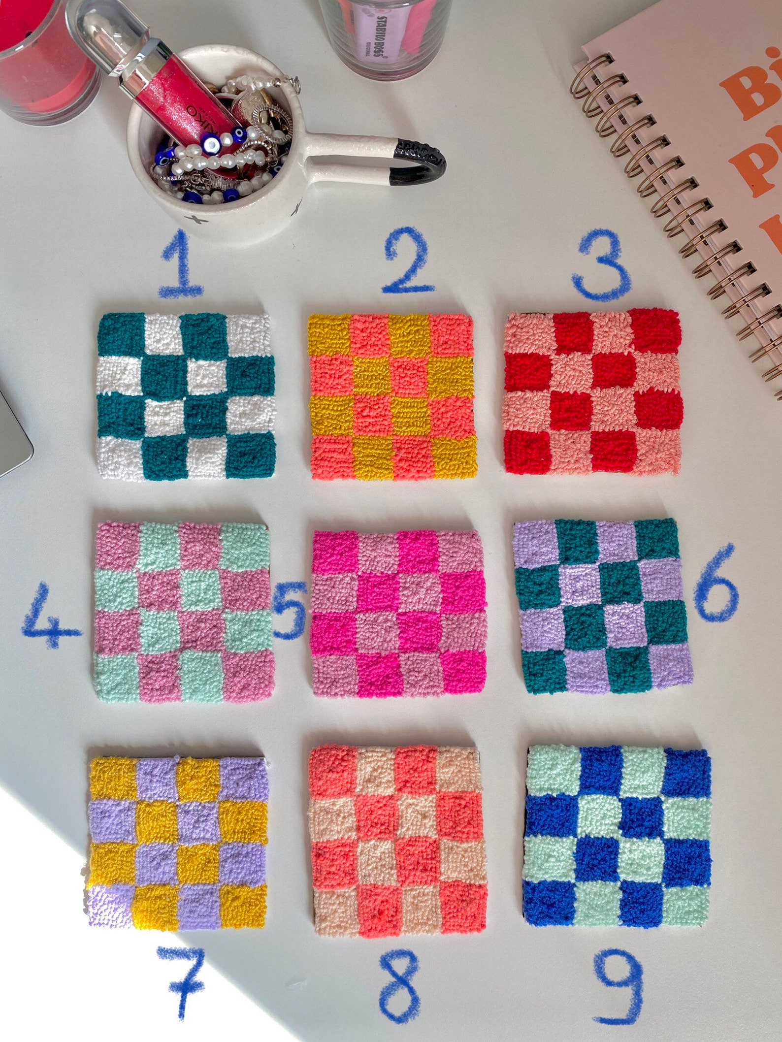 Punch Needle Coaster, Tufted Coaster,mini Rug, Custom Mug Rug, Drink ...