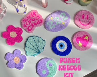 Diy Punch Needle Kit, Diy Punch Embroidery Kit, Punch Needle Kit Beginner,  Tufting Coaster Kit, Mug Rug Coaster Kit, Gift for Her