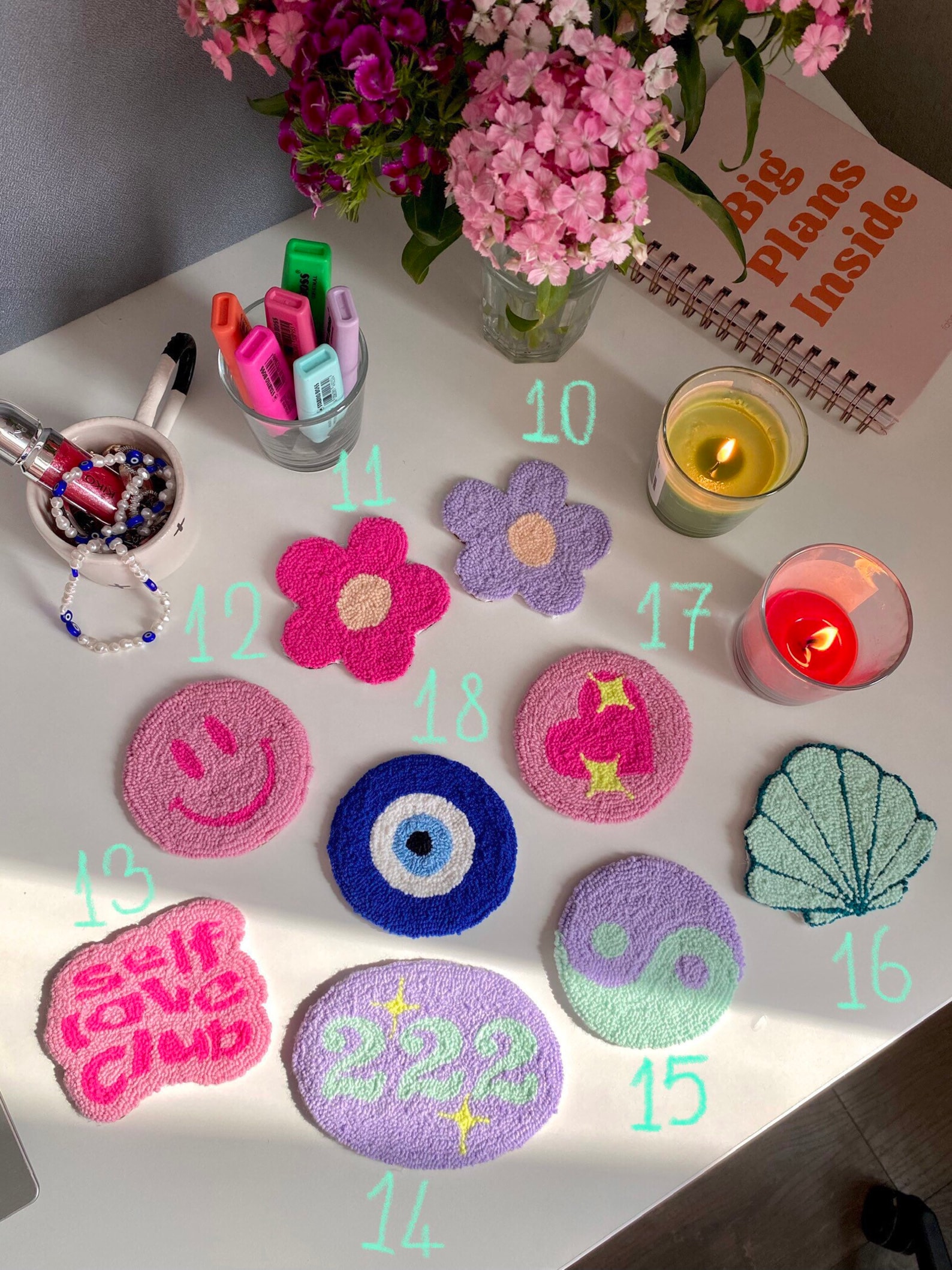 Punch Needle Coaster, Tufted Coaster,mini Rug, Custom Mug Rug, Drink ...