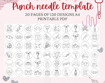 Modelo de porta-copos Punch Needle, padrão em PDF para tapete de caneca Punch Neddle, designs de agulhas Punch, padrão para tapete de caneca imprimível Punch Neddle para iniciantes