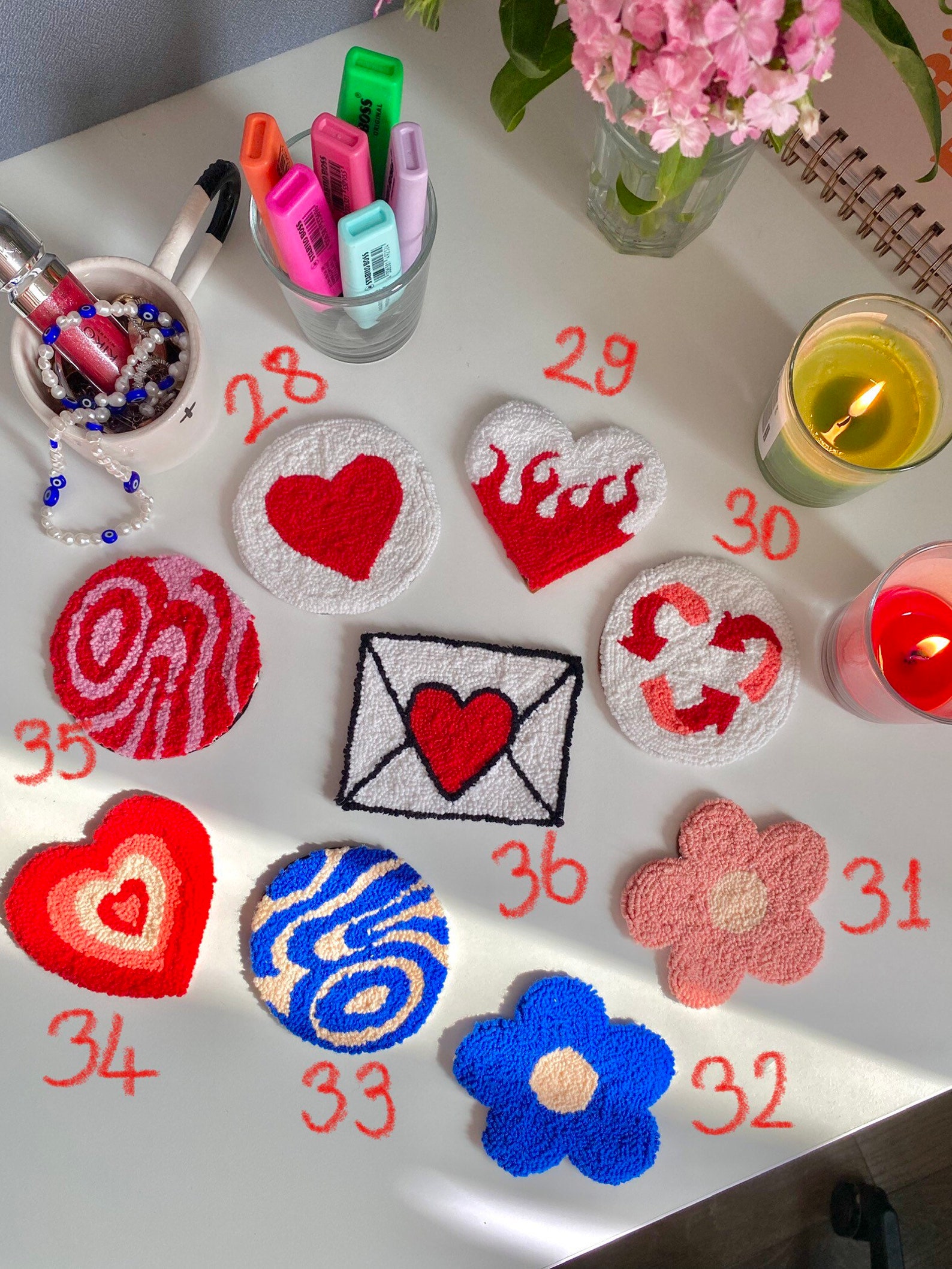 Punch Needle Coaster, Tufted Coaster,mini Rug, Custom Mug Rug, Drink ...