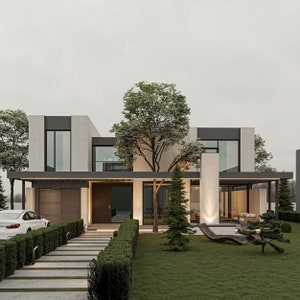 Open concept huisplan in mediterrane stijl, 4 slaapkamers, 4,5 badkamers, met gratis origineel CAD-bestand (metrische en imperiale eenheden)