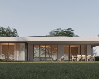Modern 3 Bedroom House Plan: Open Concept Single Story (CAD File