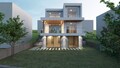 Modern 4 Bedroom House Plan with Large Window (CAD File)