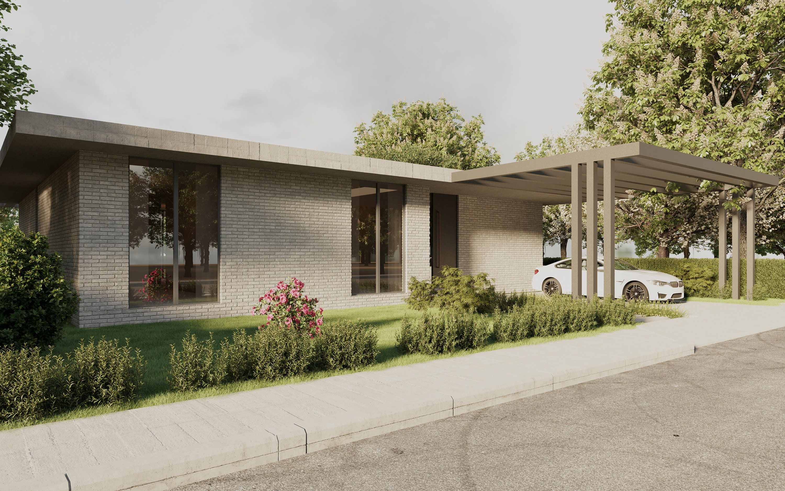 Modern Minimalist House Plan: 3 Bedroom Single Story Home (CAD