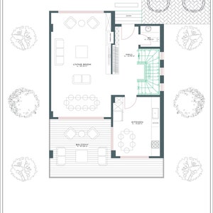 Modern 4 Bedroom House Plan With Large Window (CAD File) - Etsy