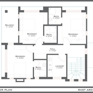 Modern 4 Bedroom 4 Bathroom House Plan With CAD File (metric & Imperial ...