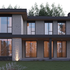Modern Duplex House Plan, 4 Bedroom, 3.5 Bathroom, With Free Original CAD File (Metric & Imperial Units)