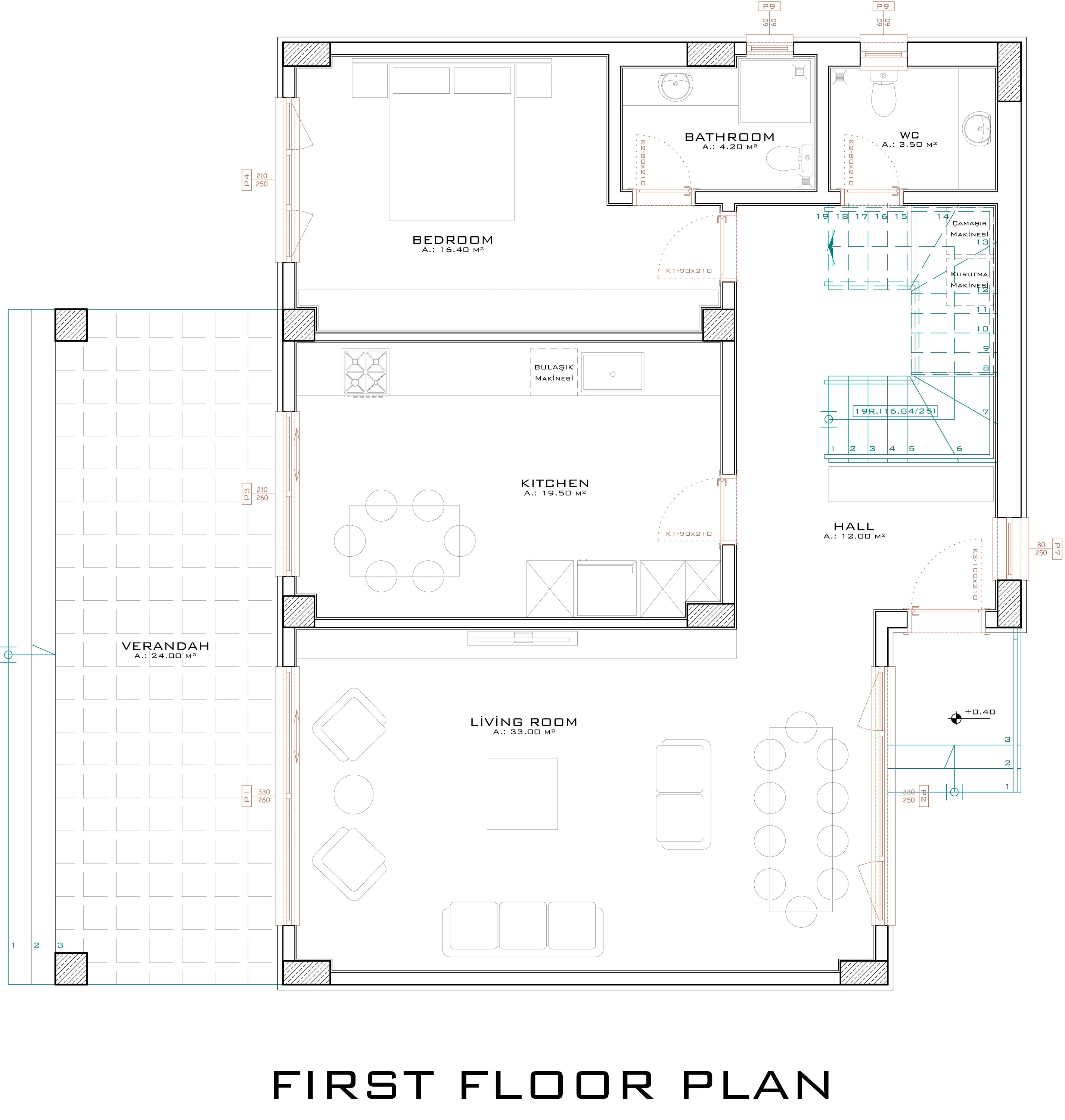 Plan De Maison Espagnole 3 Chambres - Fichiers CAO Et PDF Personnalisables