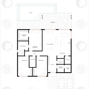 Minimalist Modern Bare House Plan, Single Story House, 3 Bedroom, 2.5 Bathroom, With Free Original CAD File Metric & Imperial Units image 7