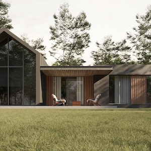 Luxe huisplattegrond Barndominium, Rambler Home, gelijkvloers huis, 3 slaapkamers, 2 badkamers, met gratis origineel CAD-bestand (metrische en imperiale eenheden)