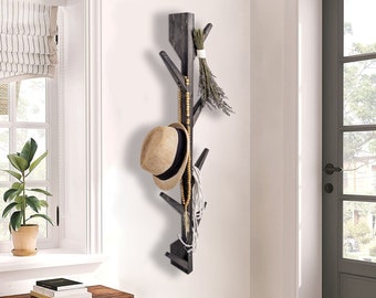 Porte-manteau bohème, Porte-manteau mural en bois, Porte-manteau mural, Porte-vêtements, Porte-chapeaux, Porte-manteau vertical en bois, Décoration bohème, Kleiderhaken