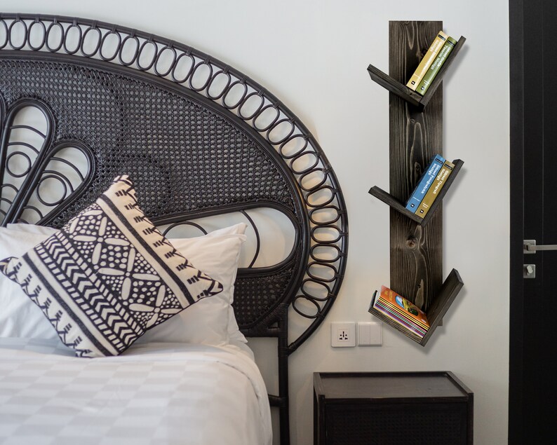 Wooden Book Shelf Book Stand Floating Shelf Boho Wall Etsy