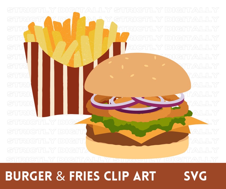 Burger & Fries Clipart Set Hamburger SVG Fast Food Svg - Etsy