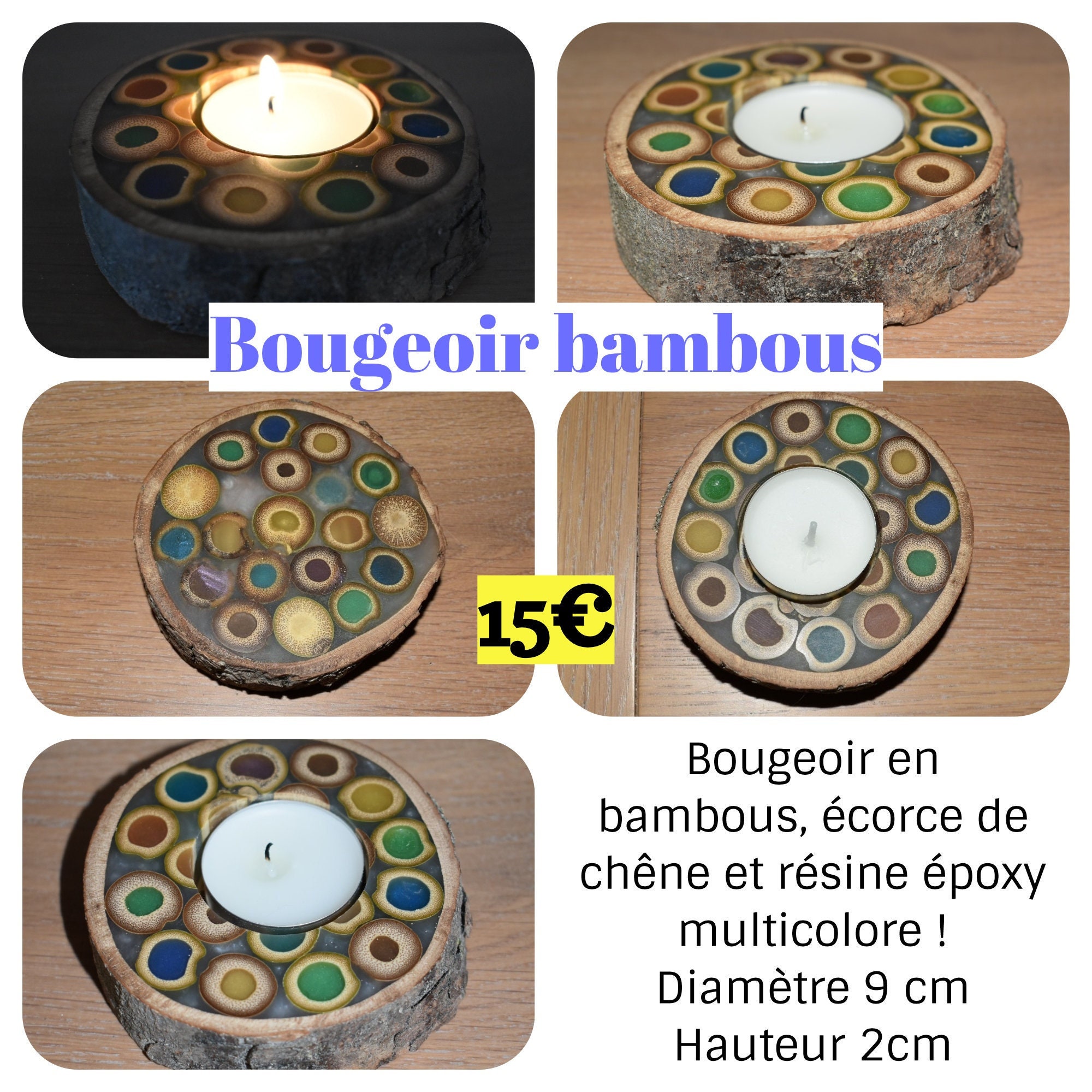 Bougeoir Bambous et Résine Époxy