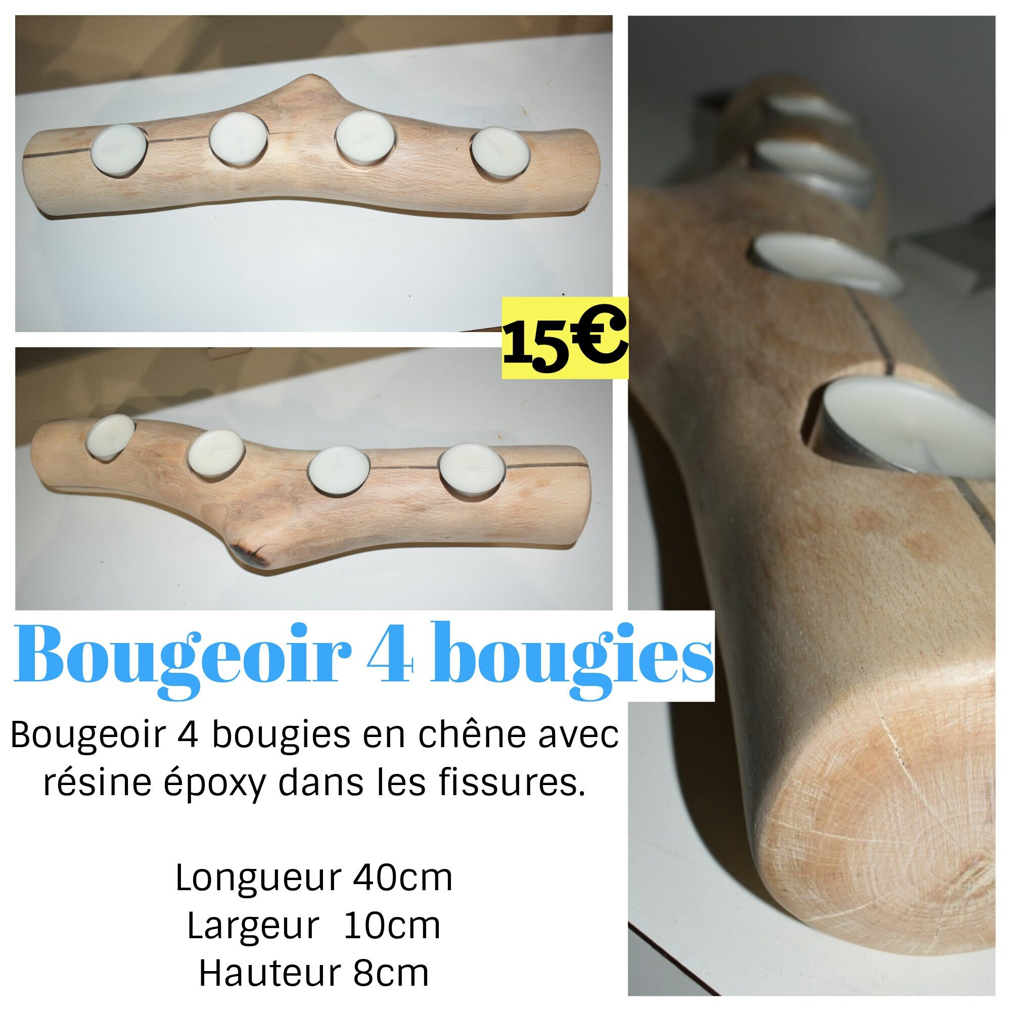 Bougeoir en Chêne et Résine Époxy