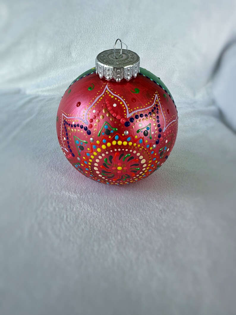 Beautiful Red and Green CHRISTMAS ORNAMENT 2sided Christmas Etsy