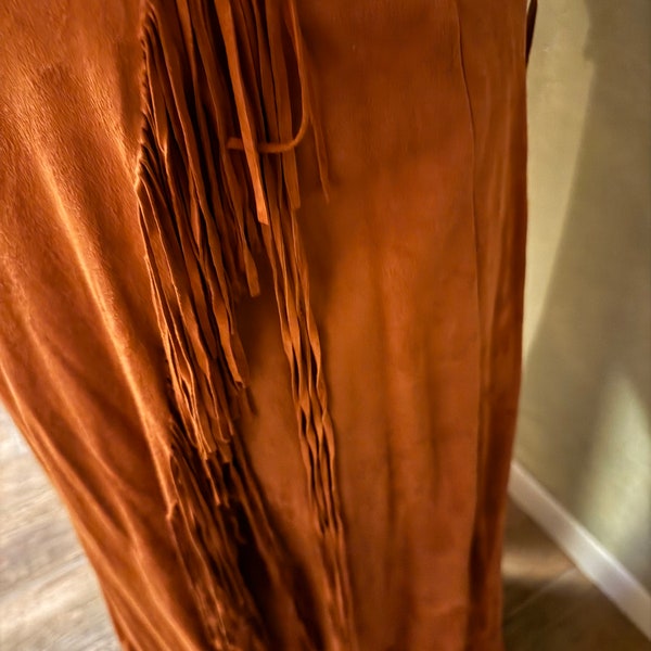 Amazing Vintage One of Kind Rust Suede Fringe Skirt Wester/Rodeo