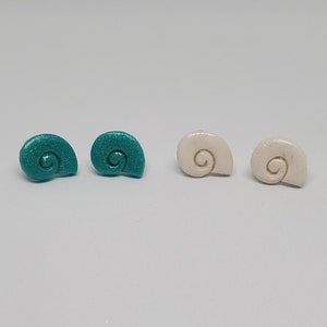 Swirl Shell Stud Earrings- Polymer Clay
