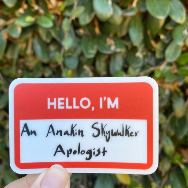 Anakin Skywalker Apologet Name wetterfester Vinyl Aufkleber für Elektronik, Hydroflask, alle Oberflächen