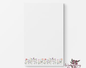 Wildflower Meadow Writing Pad | Handmade Floral Notepad | Watercolor Botanical Stationery | Personalized Journal, Notes & Planning Pad