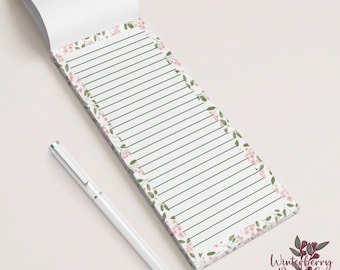 Floral Garden Personalized 2.75" x 8.5" Everyday List Pad | Floral Note Pad | Handmade | Lined or Blank | Original Watercolor Stationery