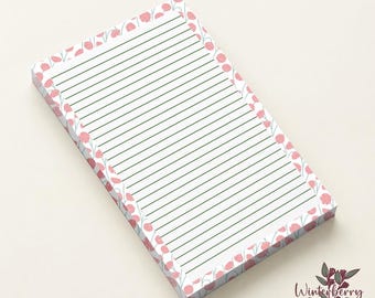 Blush Poppies Personalized 5.5" x 8.5" Writing Pad | Floral Note Pad | Handmade | Lined or Blank | Original Watercolor Stationery