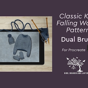 Procreate Falling Water Knit Pattern Dual Brush! 2 for 1!