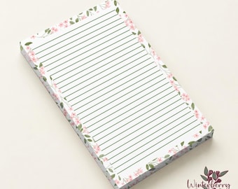 Floral Garden Personalized 5.5" x 8.5" Writing Pad | Floral Note Pad | Handmade | Lined or Blank | Original Watercolor Stationery