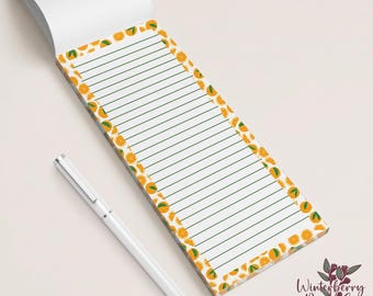 Sweet Oranges Personalized 2.75" x 8.5" Everyday List Pad | Fruit Note Pad | Handmade | Lined or Blank | Original Watercolor Stationery