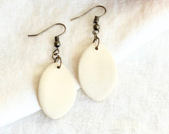 Handmade Oval Ceramic Earrings