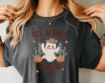 Camiseta de Halloween Its Spooky Season, Halloween Western, Halloween Cowboy, Camiseta de Halloween Cowgirl