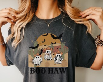 Halloween BOO HAW  Tshirt, Country Halloween shirt, Western Halloween Shirt, Cute Ghost Desert Halloween shirt, Fall Shirt