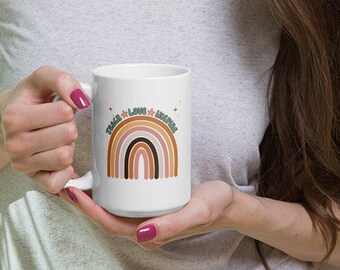 Teach Love Inspire Rainbow Teacher mug, Teacher gift, White glossy mug , back to school coffee mug, Teacher coffe mug